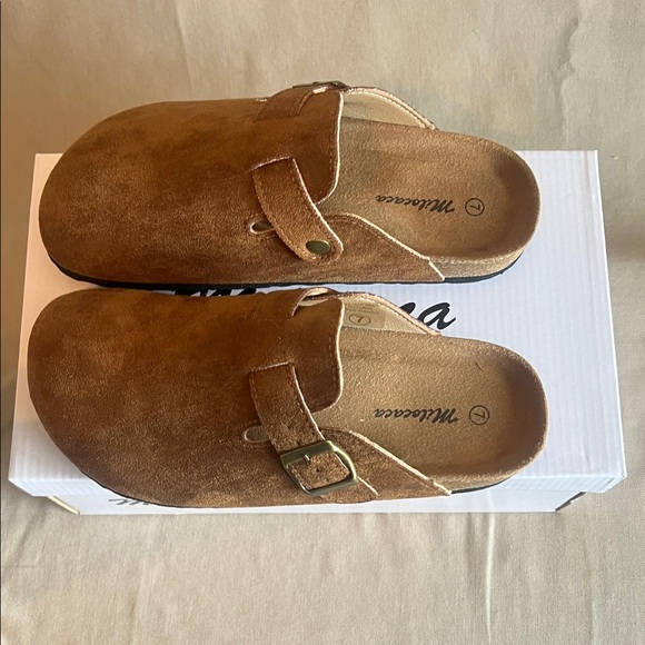 Brown Suede Slip-On Clogs - Picture 2 of 5